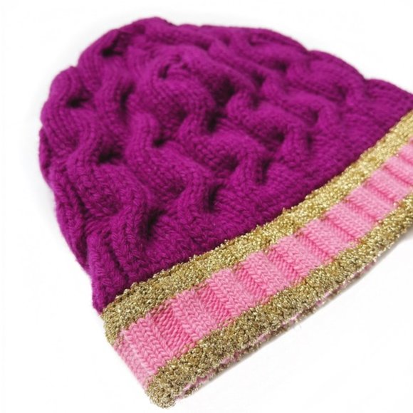 Pink and Gold Knit Beanie - Picture 12 of 13